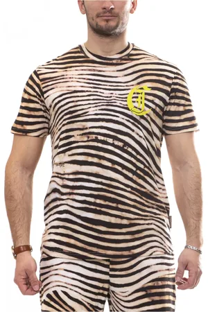 Roberto Cavalli Homme, Tops, Brun, Taille: M T-shirt en Coton Homme Marzapan+noir