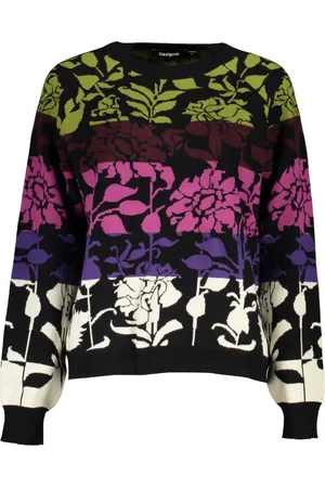 Desigual Femme, Pulls, Multicolore, Taille: 42 FR Haut noir à manches longues pour femmes