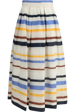 SARA ROKA Femme, Jupes, Multicolore, Taille: 42 FR Jupe Longue Rayée Évasée