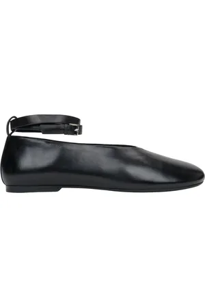 Estro Femme, Chaussures, Noir, Taille: 39 EU Ballarines plates en cuir noir pour femmes avec bride de cheville