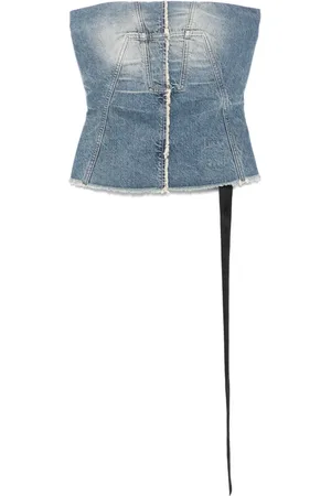 Rick Owens Femme, Tops, Bleu, Taille: 44 FR Top bustier en denim bleu