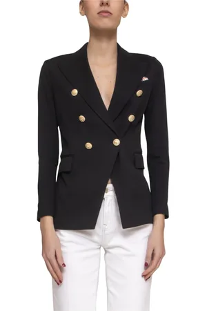 Circolo Femme, Vestes, Noir, Taille: 36 FR Veste noire à double boutonnage Oxford