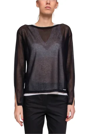 Pinko Femme, Tops, Noir, Taille: 40 FR Pull en Jersey de Coton Noir/Blanc