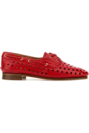 Bally Femme, Chaussures, Rouge, Taille: 39 EU Chaussures de soirée en cuir rouge à lacets Mocassins