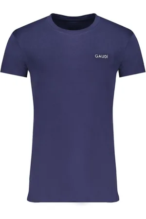 Gaudi Homme, Tops, Bleu, Taille: L Bleu Coton Imprimé Logo T-Shirt