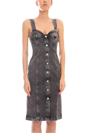 Moschino Femme, Robes, Gris, Taille: 42 FR Robe en Denim avec Motif 1508