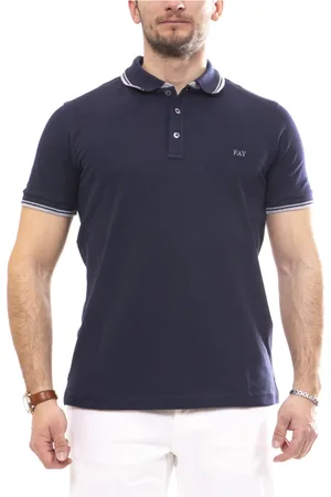 FAY Homme, Tops, Noir, Taille: S Slim Fit Stretch Cotton Polo