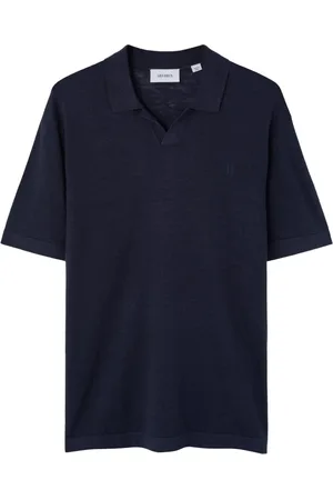 Les Deux Homme, Tops, Bleu, Taille: XL Polo Bleu en Lin