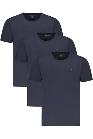 Tommy Hilfiger Homme, Tops, Bleu, Taille: S T-shirt en coton bleu à col rond
