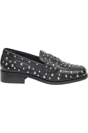 Fabienne Chapot Femme, Chaussures, Noir, Taille: 37 EU Mocassins noirs en cuir avec clous argentés
