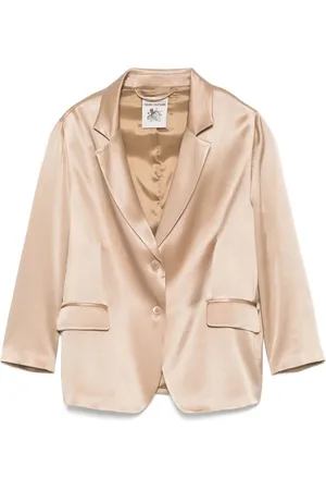 SEMICOUTURE Femme, Vestes, Brun, Taille: 36 FR Veste Beige à Boutons avec Poches