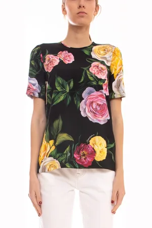 Dolce & Gabbana Femme, Tops, Multicolore, Taille: 34 FR Blouse Peonie Rose Noire
