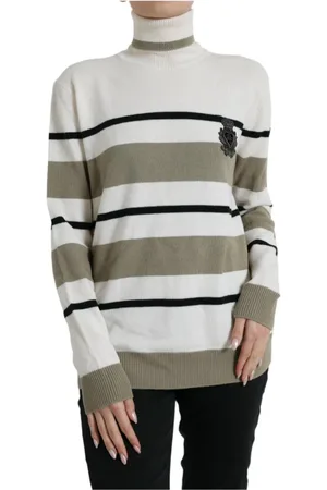 Dolce & Gabbana Femme, Pulls, Multicolore, Taille: 40 FR Pull à col roulé en laine à rayures
