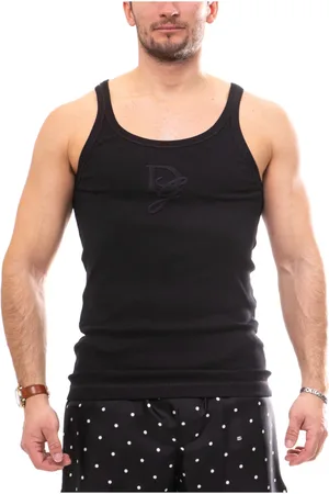 Dolce & Gabbana Homme, Tops, Noir, Taille: XL Débardeur noir pour homme