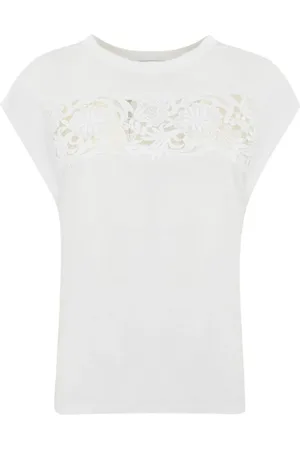 Twin-Set Femme, Tops, Blanc, Taille: 40 FR T-shirt brodé floral