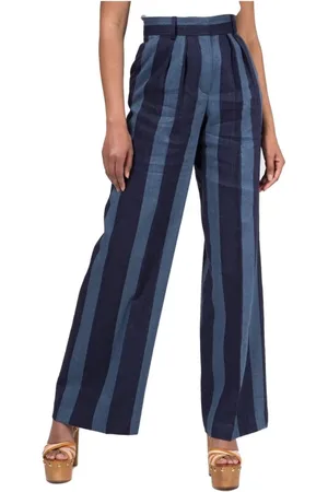 Tommy Hilfiger Femme, Pantalons, Bleu, Taille: 40 FR Pantalon à rayures en mélange lin avec fermeture éclair