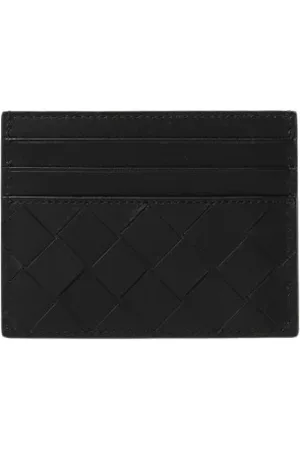 Bottega Veneta Homme, Accessoires, Noir, Taille: ONE Size Porte-cartes en Cuir Tressé