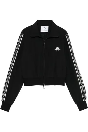 Marine Serre Homme, Vestes, Noir, Taille: S Veste de Sport en Nylon Noir avec Fermeture Éclair