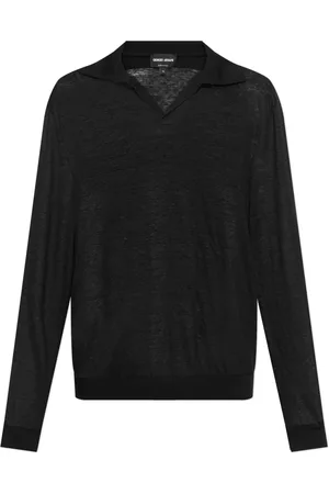 Giorgio Armani Homme, Pulls, Noir, Taille: 2XL Polo en lin
