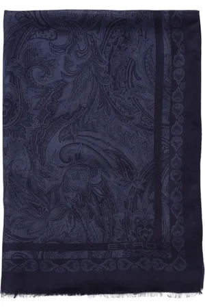 Etro Homme, Accessoires, Bleu, Taille: ONE Size Foulard en Soie Paisley Bleu