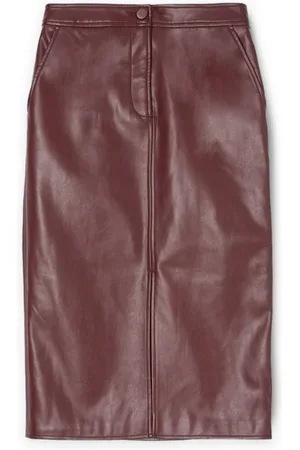 Motivi Femme, Jupes, Rouge, Taille: 34 FR Jupe mi-longue en tissu enduit