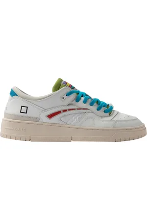 D.A.T.E. Homme, Chaussures, Blanc, Taille: 40 EU Baskets en Cuir Blanc Torneo Coloré