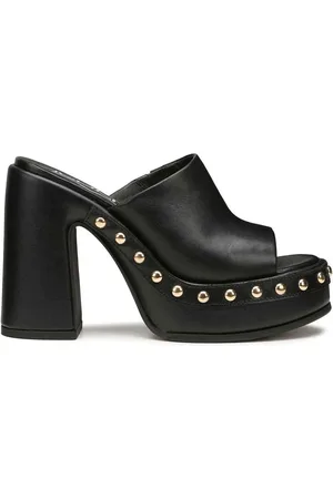Cult Femme, Chaussures, Noir, Taille: 36 EU Sandales Noires Style Rock