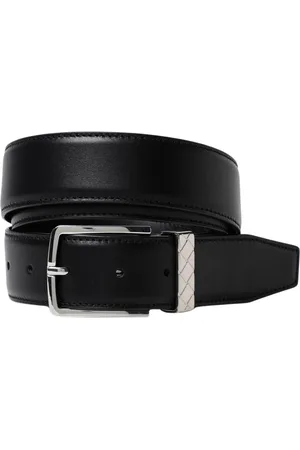 Bottega Veneta Homme, Accessoires, Noir, Taille: 110 CM Ceinture en cuir noir avec boucle Intrecciato