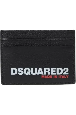 Dsquared2 Homme, Accessoires, Noir, Taille: ONE Size Porte-cartes en cuir noir avec logo