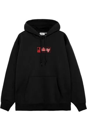 Obey Homme, Sweatshirts et sweats à capuche, Noir, Taille: S Sweat à capuche en coton avec logo de poche avant