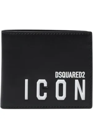 Dsquared2 Homme, Accessoires, Noir, Taille: ONE Size Portefeuille en Cuir Noir Style Iconique