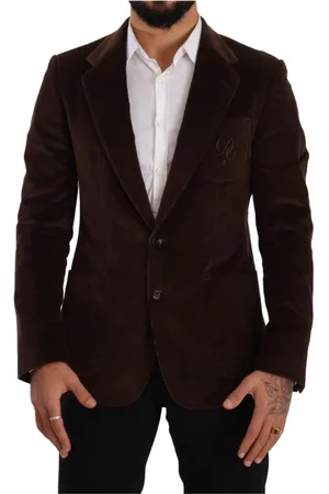 Dolce & Gabbana Homme, Vestes, Brun, Taille: L Blazer Slim Fit en Velours Côtelé Marron Luxueux