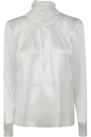 Alberta Ferretti Femme, Blouses et Chemises, Blanc, Taille: 40 FR Élégante Chemisier en Satin avec Col à