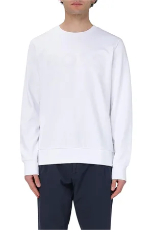 HUGO BOSS Homme, Sweatshirts et sweats à capuche, Blanc, Taille: M Sweat à col rond avec logo brodé