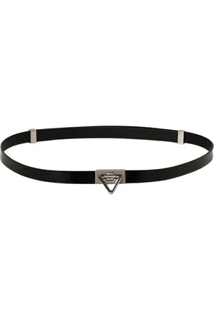 Bottega Veneta Homme, Accessoires, Noir, Taille: 105 CM Ceinture en Cuir Noir avec Boucle Triangle
