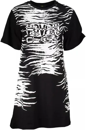 Roberto Cavalli Femme, Robes, Noir, Taille: 40 FR Robe Noire en Coton Élégante