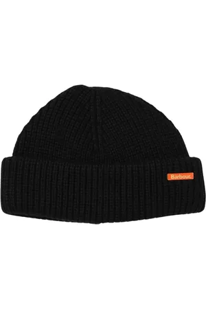 Barbour Homme, Accessoires, Noir, Taille: ONE Size Bonnet Beanie en Laine Côtelée Noir
