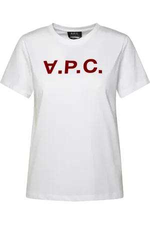 A.P.C. Femme, Tops, Blanc, Taille: 42 FR T-shirt en coton avec logo imprimé