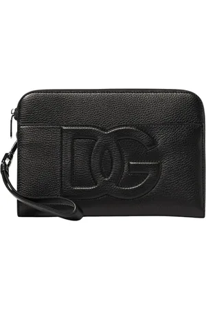 Dolce & Gabbana Homme, Sacs, Noir, Taille: ONE Size Pochette en Cuir avec Logo en Relief