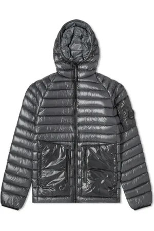 C.P. Company Homme, Vestes, Gris, Taille: S Doudoune Grise en Nylon avec Capuche