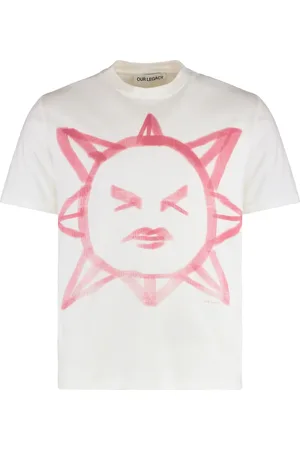 OUR LEGACY Homme, Tops, Blanc, Taille: L T-shirt col rond en coton avec impression sur le devant
