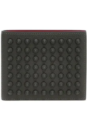 Christian Louboutin Homme, Accessoires, Gris, Taille: ONE Size Portefeuille Studded Billfold Noir