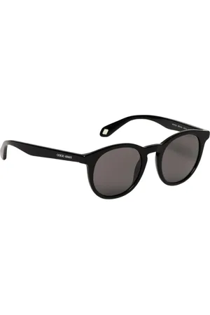 Giorgio Armani Homme, Accessoires, Noir, Taille: ONE Size Lunettes de Soleil Rondes Noires Protection UV