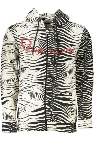 Roberto Cavalli Homme, Sweatshirts et sweats à capuche, Multicolore, Taille: L Sweat à Capuche à Motif avec Fermeture Éclair