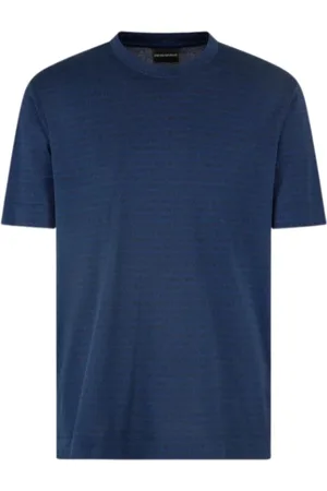 Emporio Armani Homme, Tops, Bleu, Taille: 2XL T-shirt Col Rond Bleu Foncé
