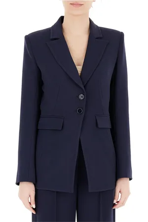 Patrizia Pepe Femme, Vestes, Bleu, Taille: 40 FR Veste Bleue en Crêpe avec Détail Fly
