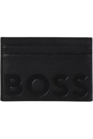 HUGO BOSS Homme, Accessoires, Noir, Taille: ONE Size Porte-cartes en Cuir Noir