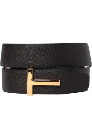 Tom Ford Homme, Accessoires, Brun, Taille: 115 CM Ceinture en Cuir Marron avec Boucle Dorée