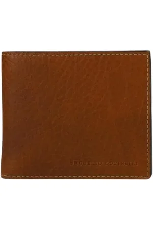 Brunello Cucinelli Homme, Accessoires, Brun, Taille: ONE Size Portefeuille en Cuir Marron Homme