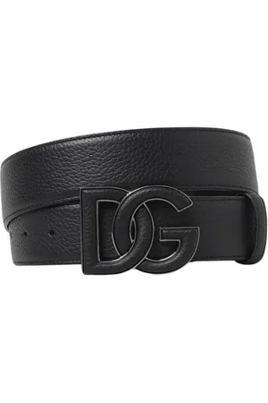 Dolce & Gabbana Homme, Accessoires, Noir, Taille: 95 CM Ceinture en cuir noir avec boucle DG